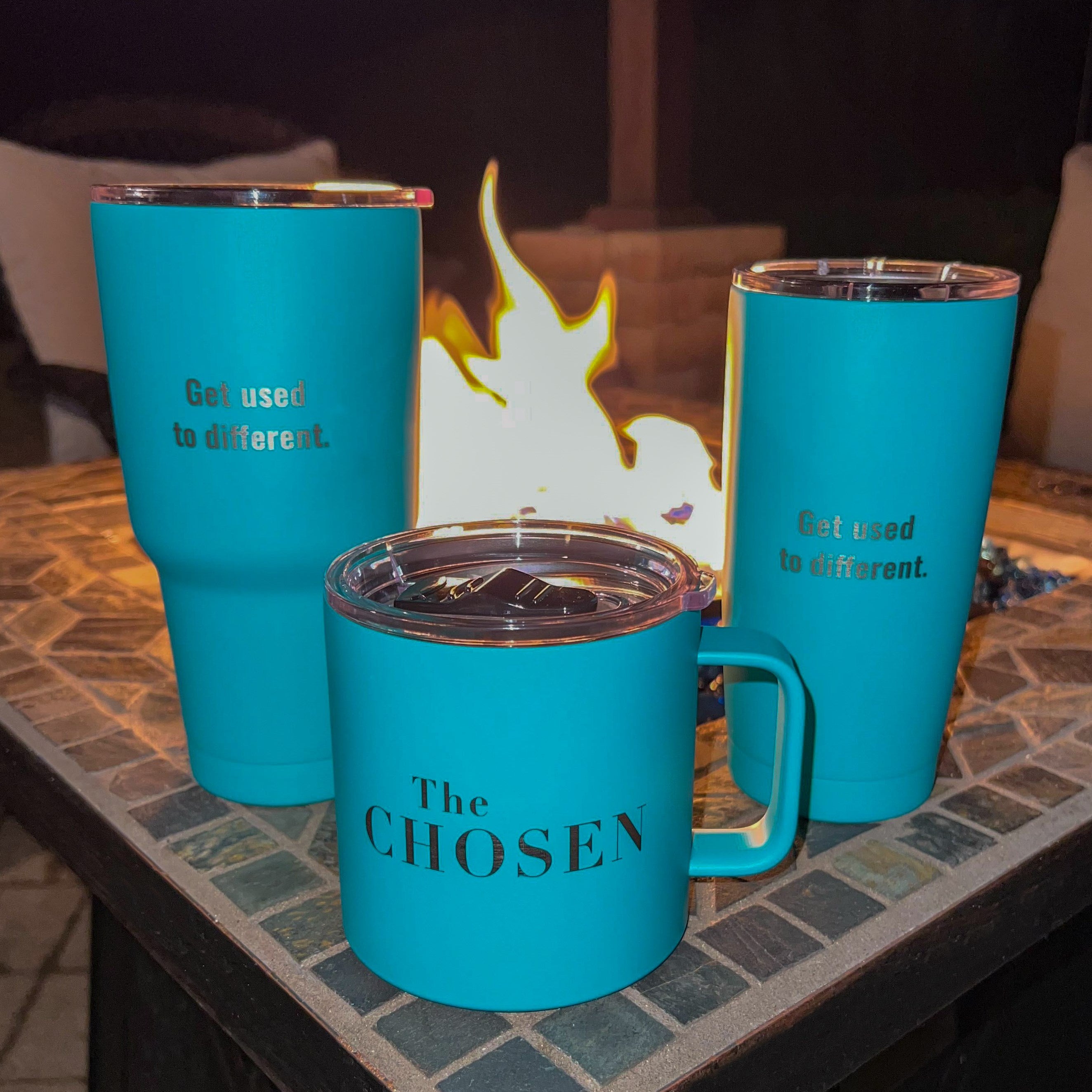 Mug-Get Used To Different-The Chosen-Stainless Steel-Teal-16 oz
