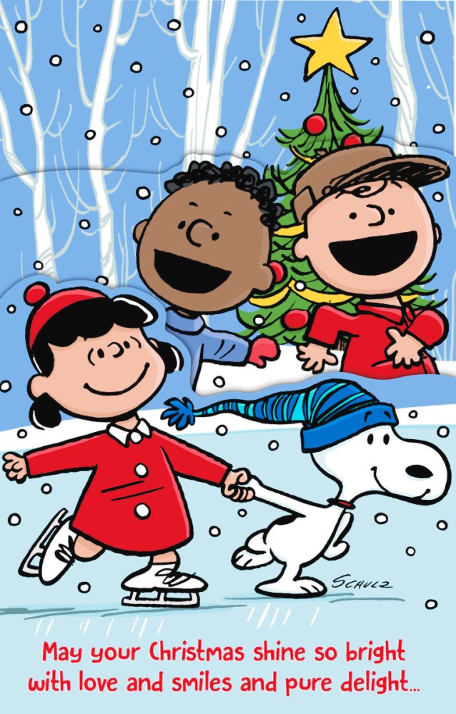 Seed of Abraham Christian Bookstore - (In)Courage - Card-Boxed-Christmas-Peanuts-Snoopy Ice Skating (Box of 18)