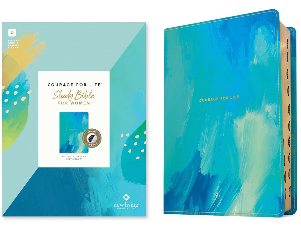 Seed of Abraham Christian Bookstore - NLT Courage For Life Study Bible For Women  Filament-Enabled Edition-Brushed Aqua Blue LeatherLike Indexed