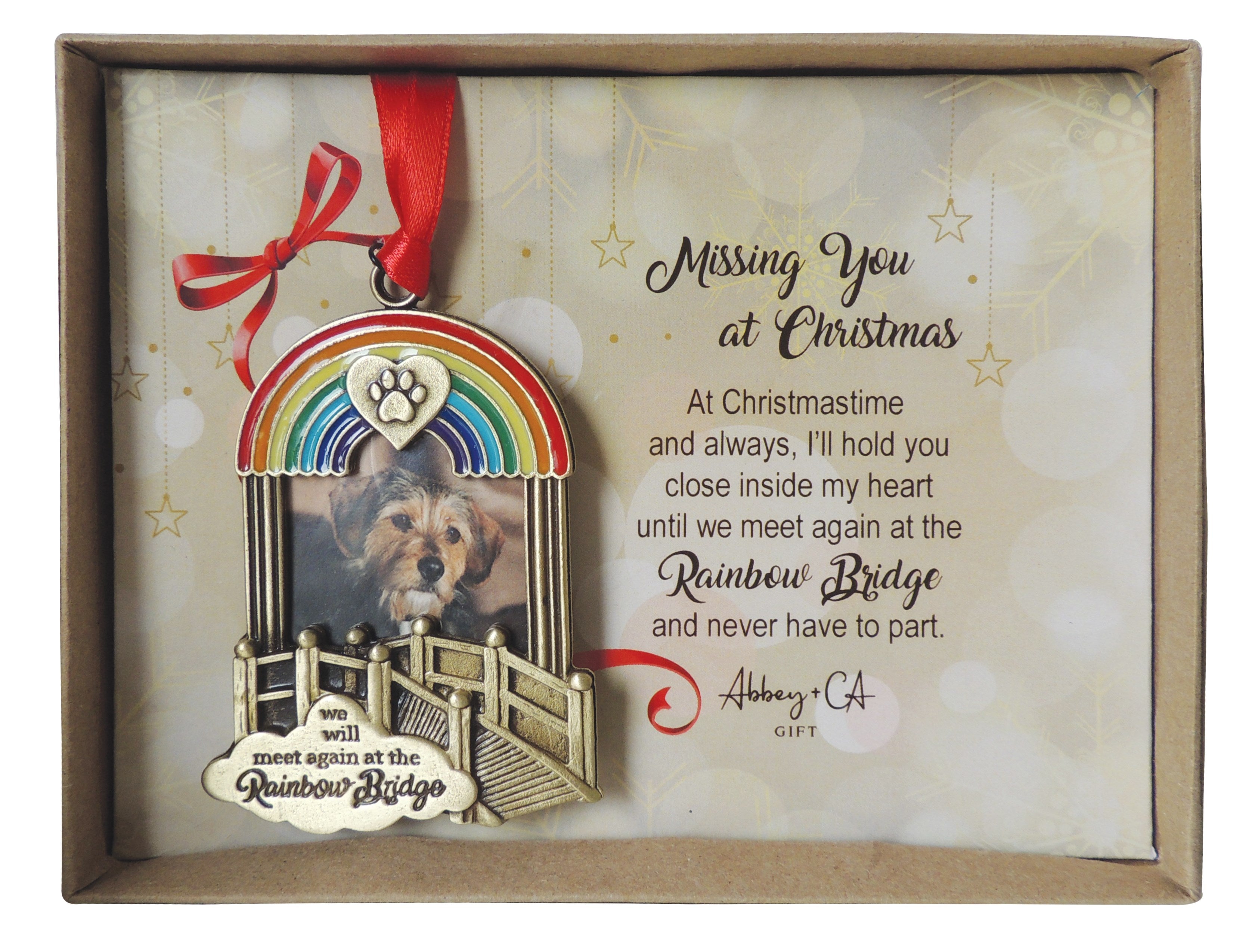 Ornament-Rainbow Bridge/Missing You At Christmas Poem-Window Boxed