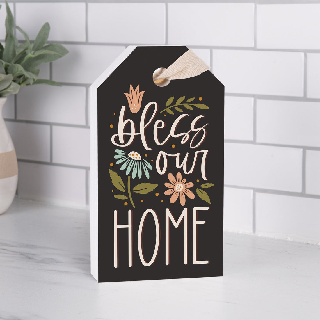 Tabletop Decor-Tag-Bless Our Home (4 x 7.25)