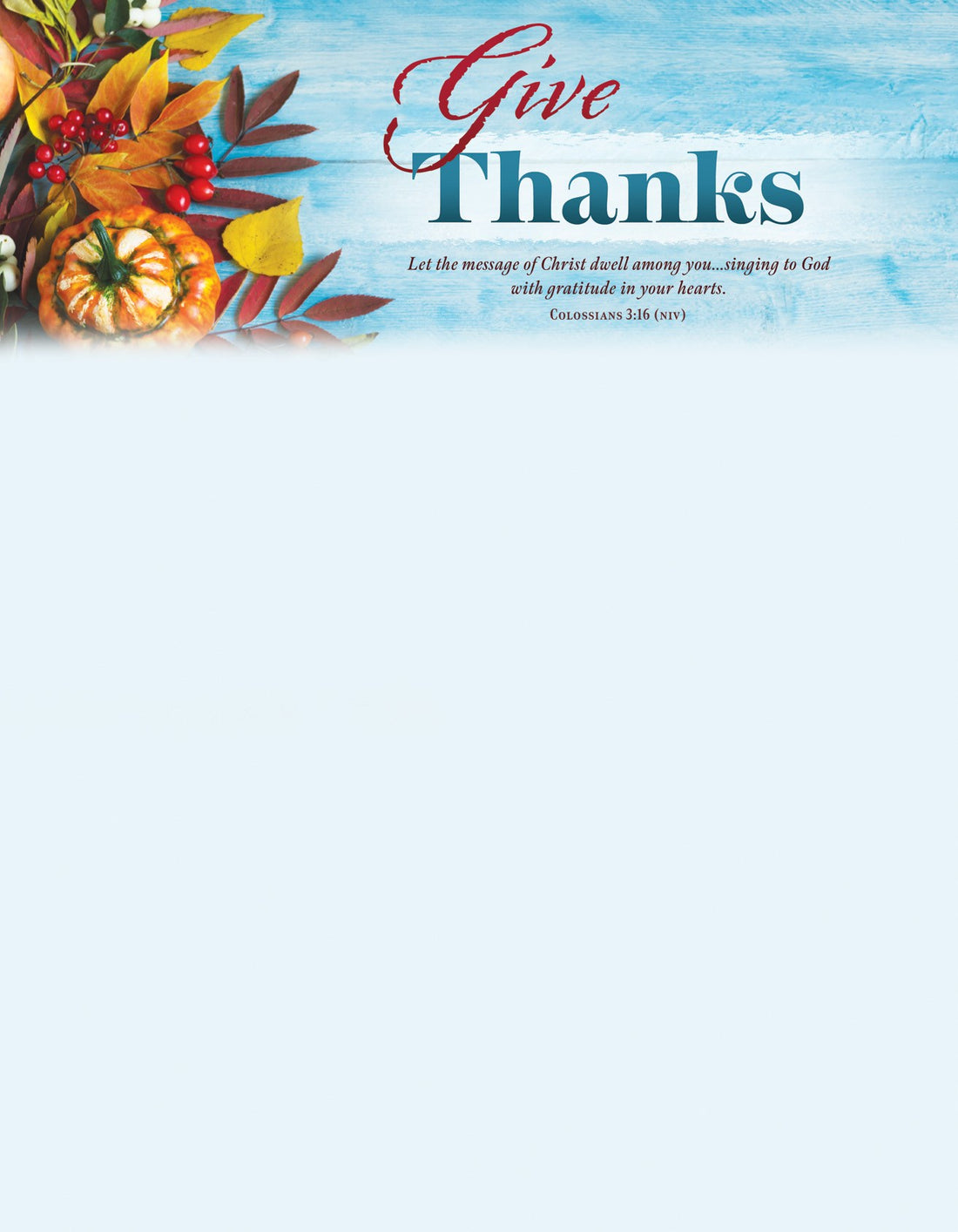 Letterhead-Let The Message of Christ Dwell Among You/Pumpkins (Colossians 3:16) (Pack Of 100)