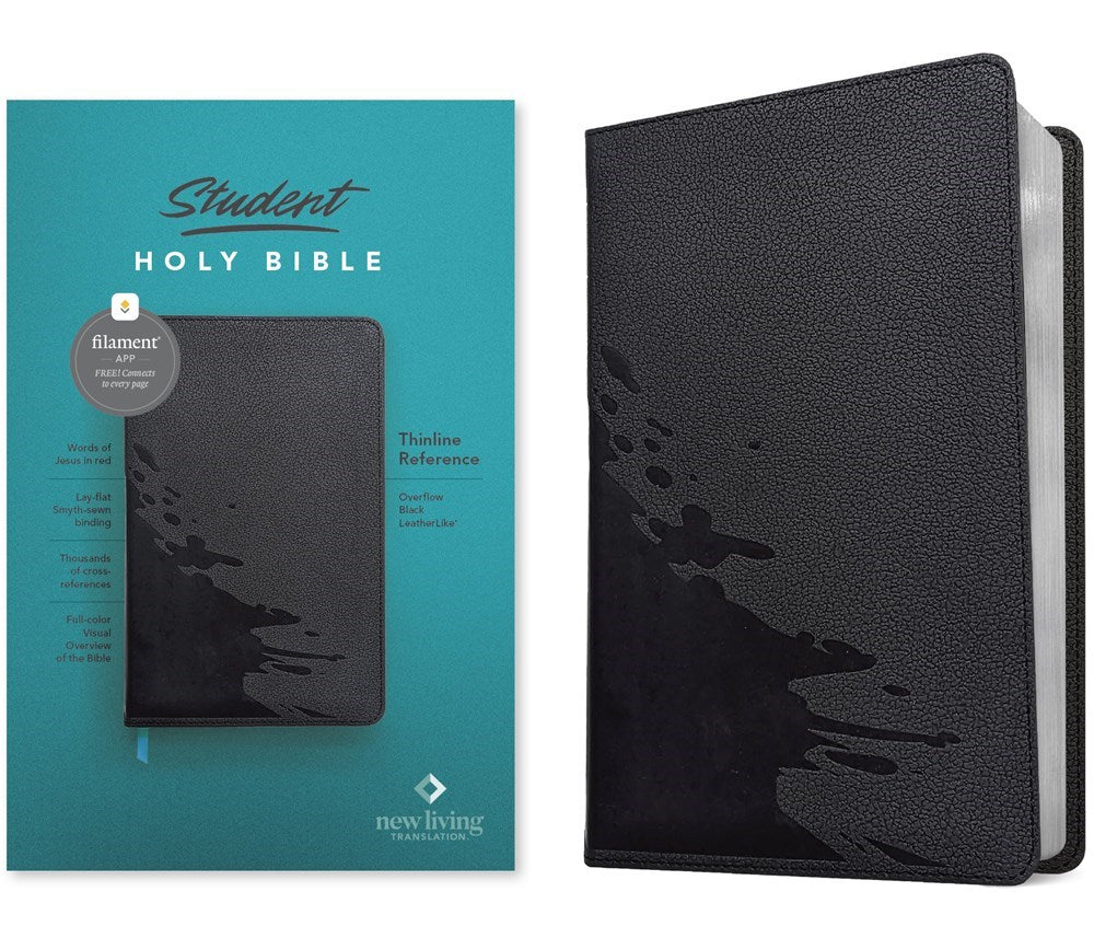 NLT Student Thinline Reference Holy Bible  Filament Enabled Edition-Overflow Black LeatherLike