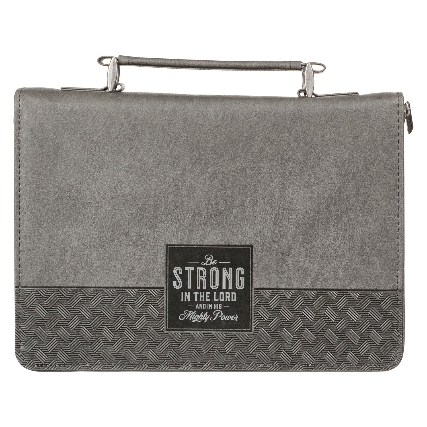 Bible Cover-Classic Gray Be Strong Josh. 1:9-Large