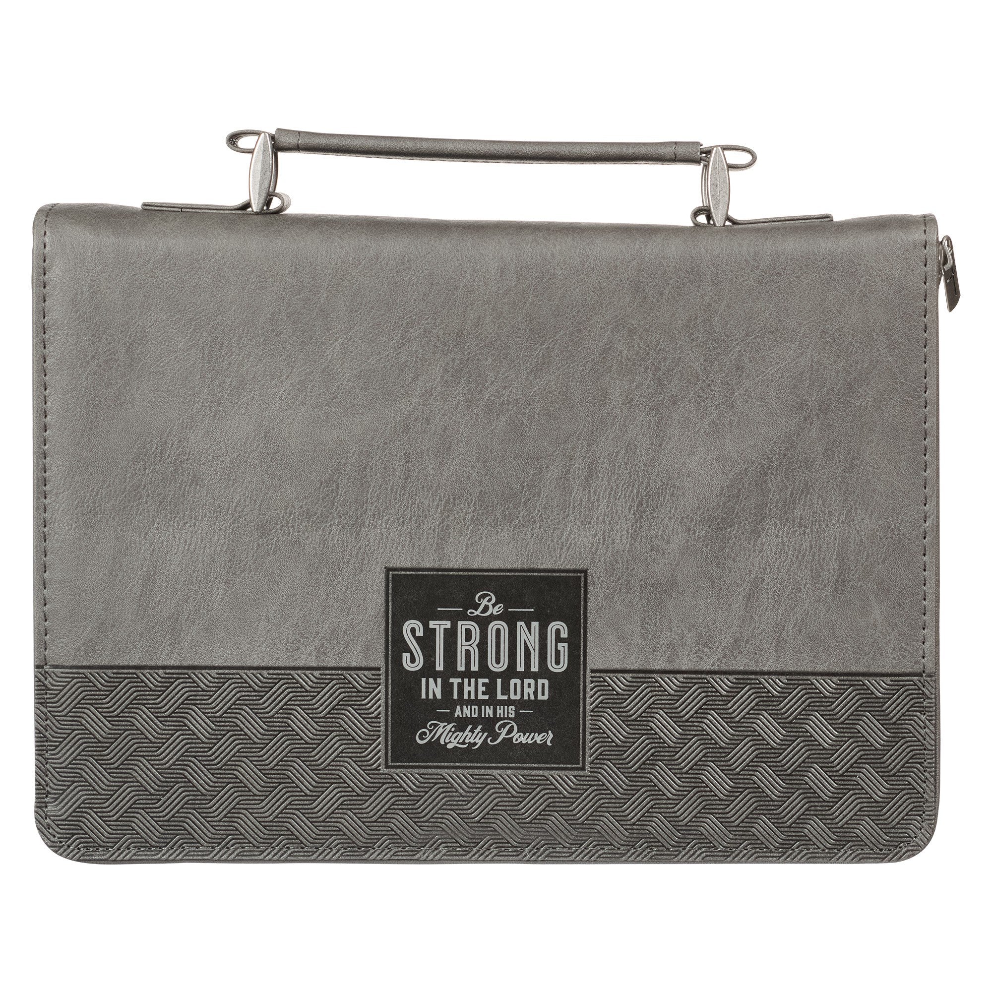 Bible Cover-Classic Gray Be Strong Josh. 1:9-Large