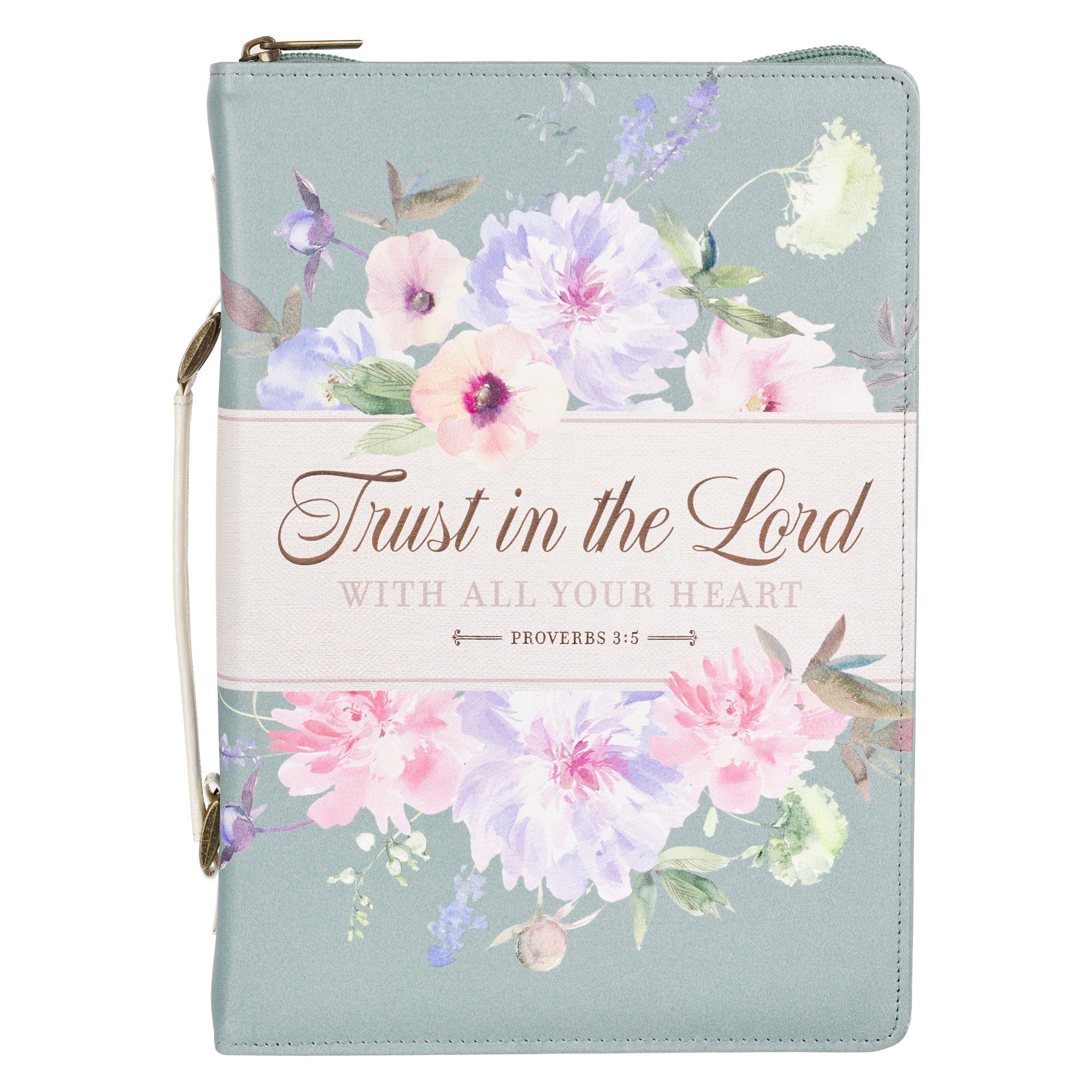 Bible Cover-Fashion Teal Trust Prov. 3:5-Med