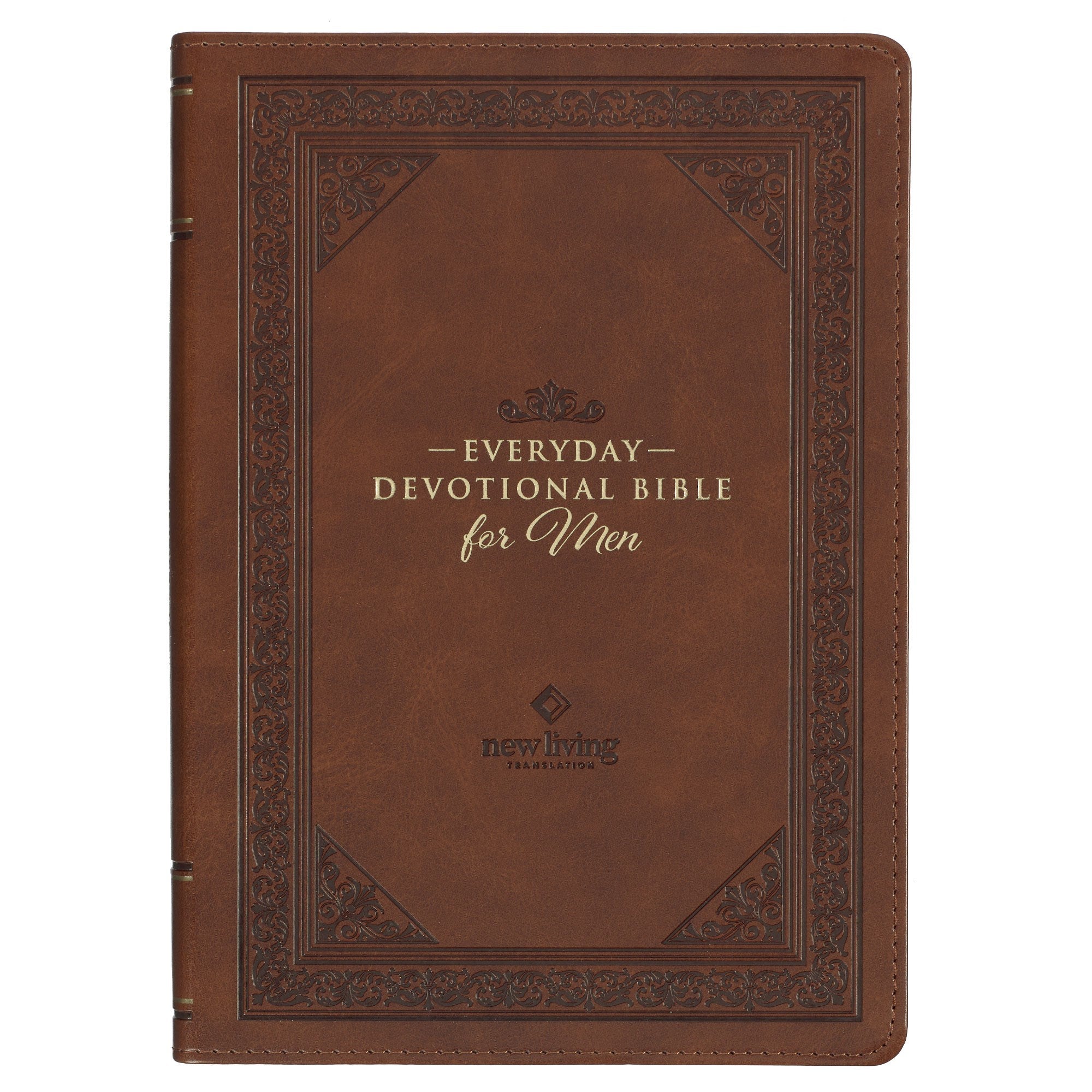 Devotional Bible NLT For Men-Faux Leather-Brown