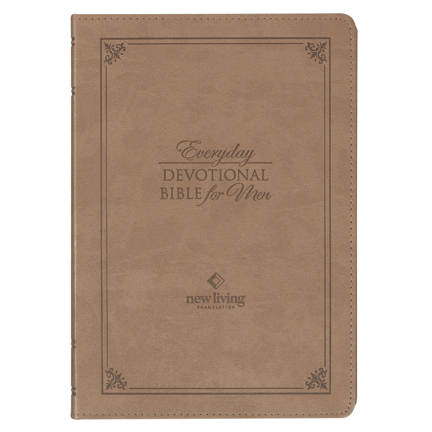 Devotional Bible NLT For Men-Faux Leather-Khaki