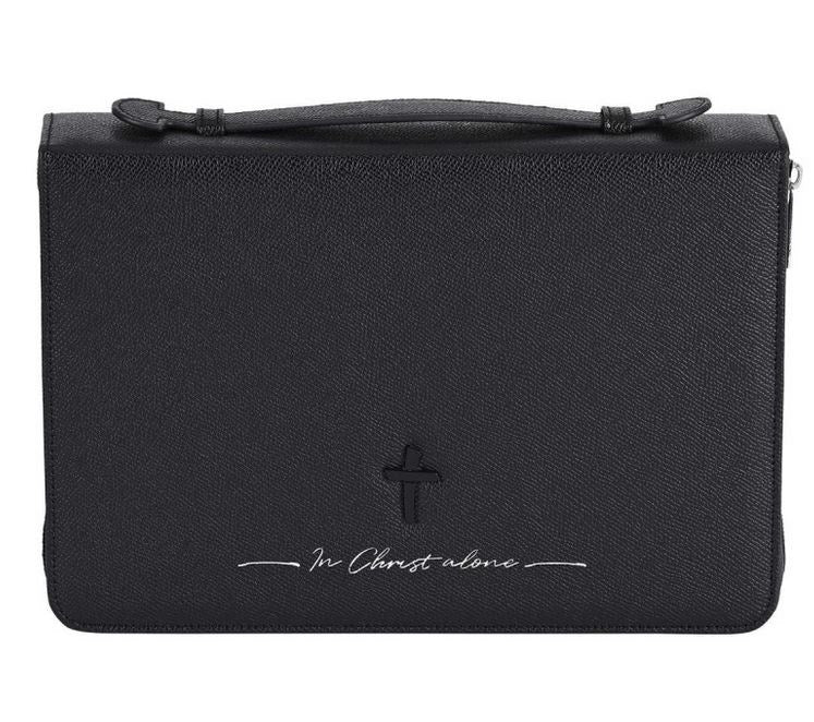 Bible Cover-In Christ Alone-Cross-Black-XXLG
